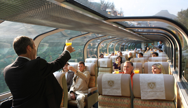 Rocky Mountaineer Train manager welcoming guests